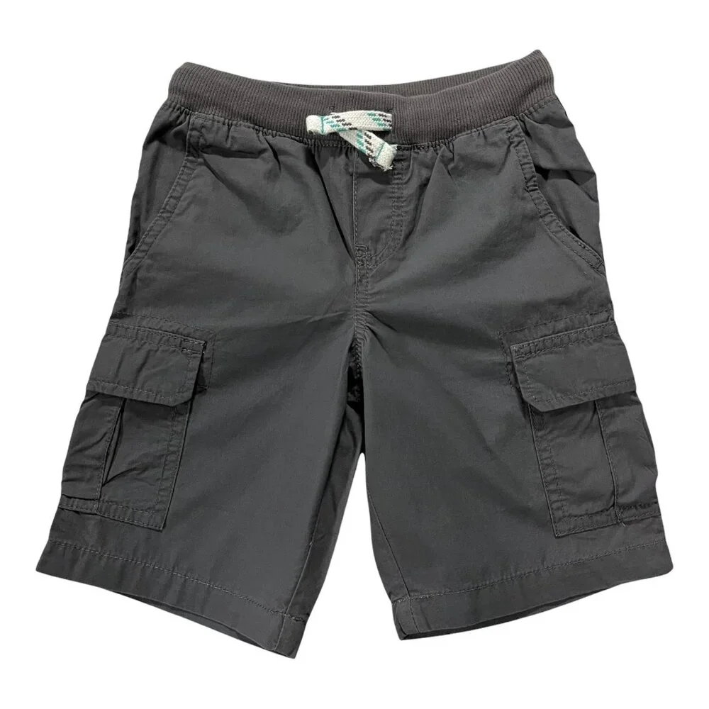 Carter's Little Boys Pull-On Cargo Shorts Size 4-5 Navy Blue & Gray Ribbed Waist